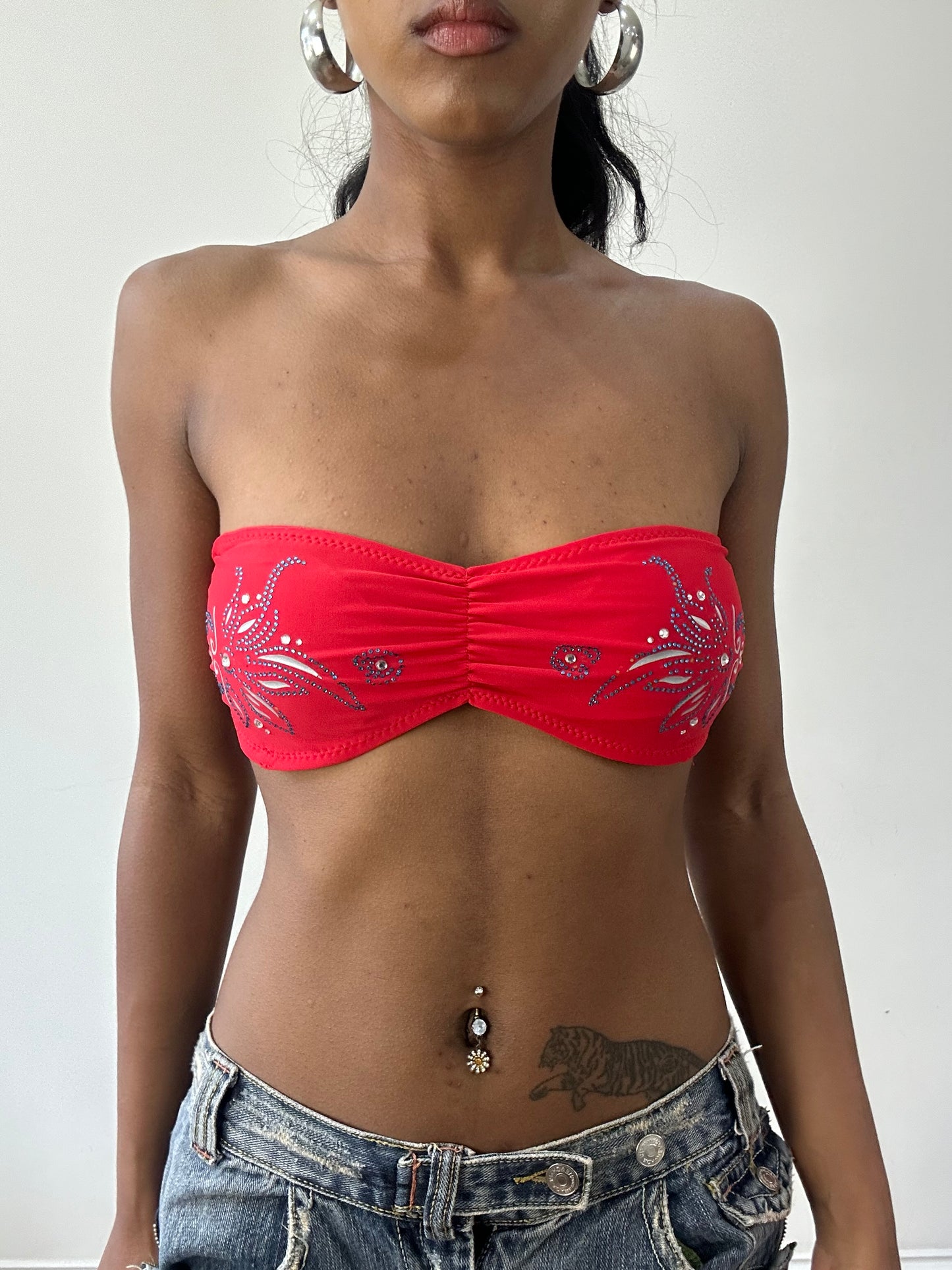 BEST PICKS | small red and blue bikini set with blue rhinestone detailing