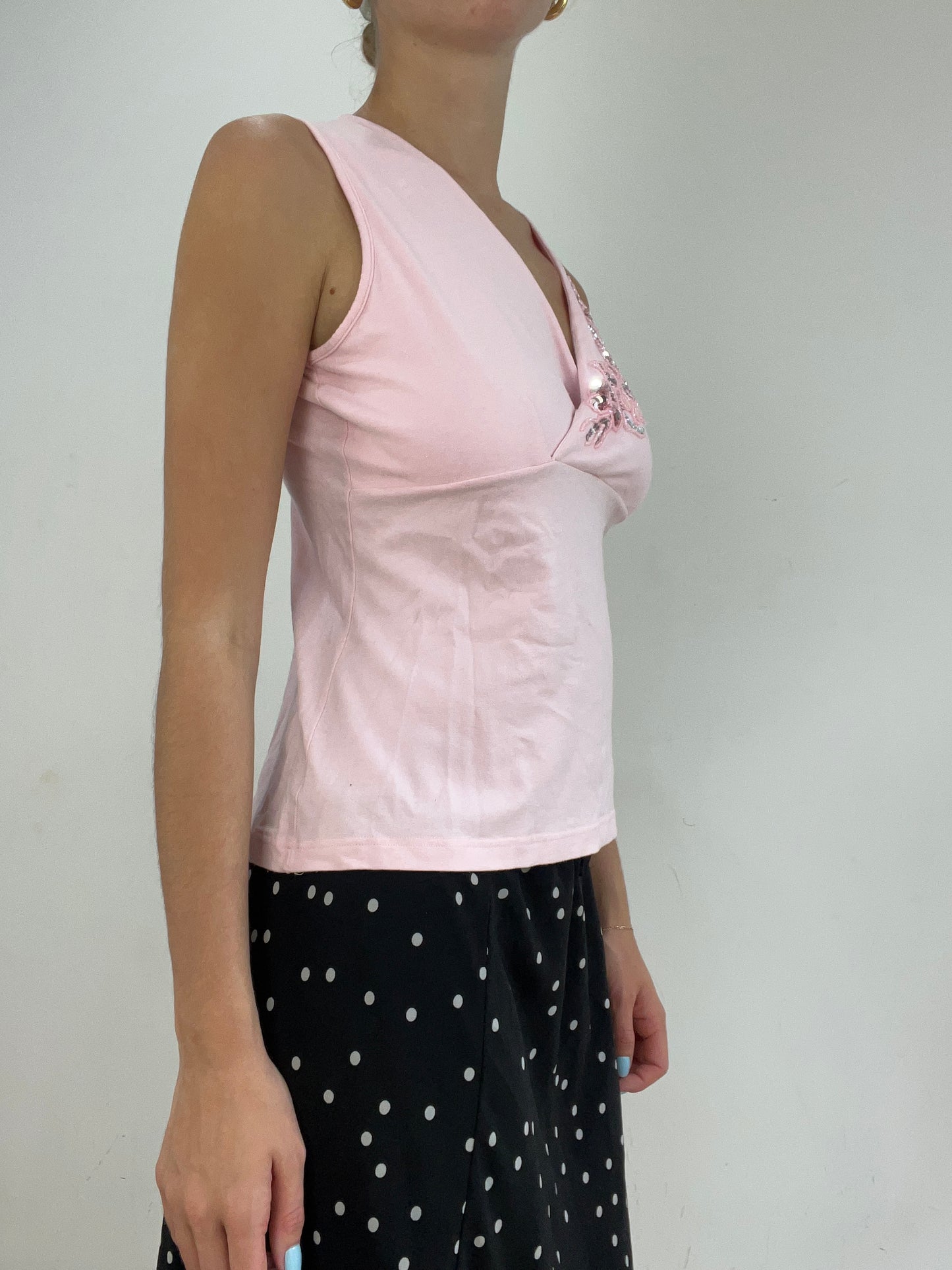 vintage edit twenty eight | medium baby pink cami with floral diamanté detail