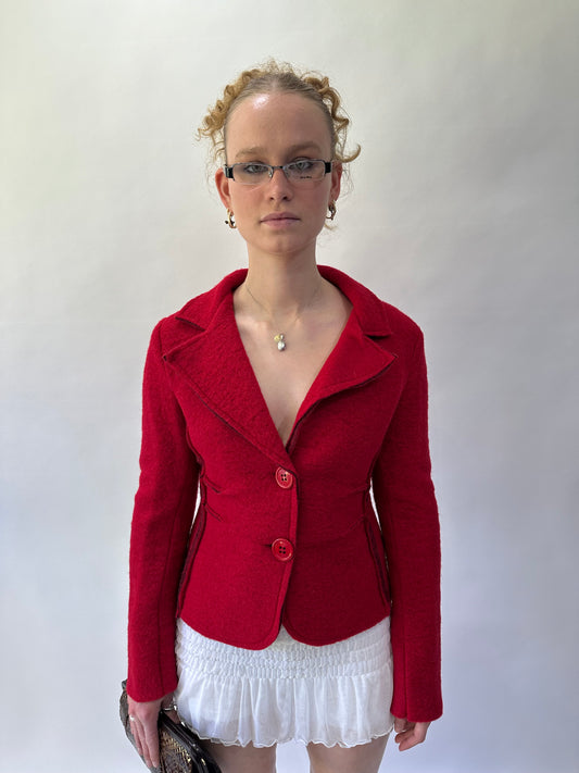 devil wears prada | small red felt style blazer jacket