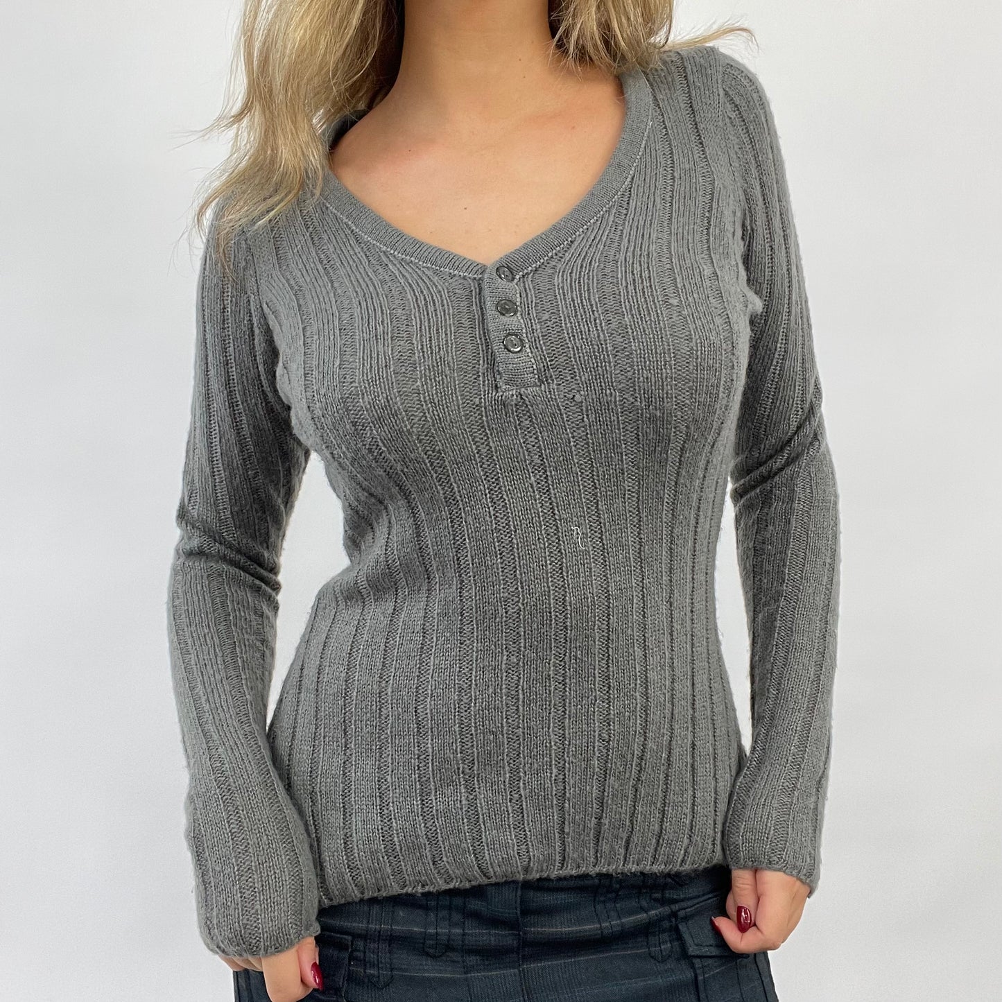 CORPCORE DROP | small grey button up jumper