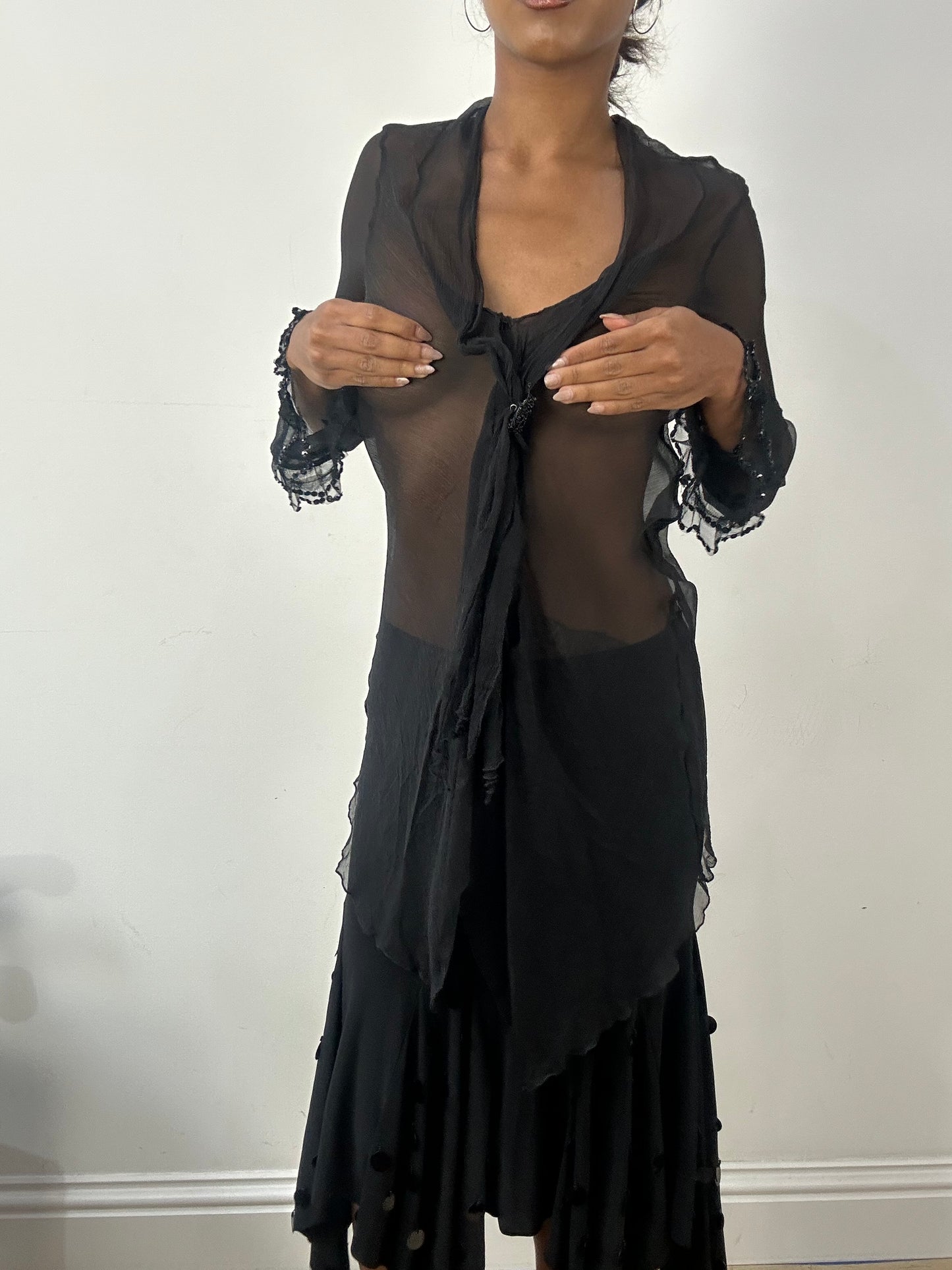 🪡BEST PICKS | small black sheer long sleeve top