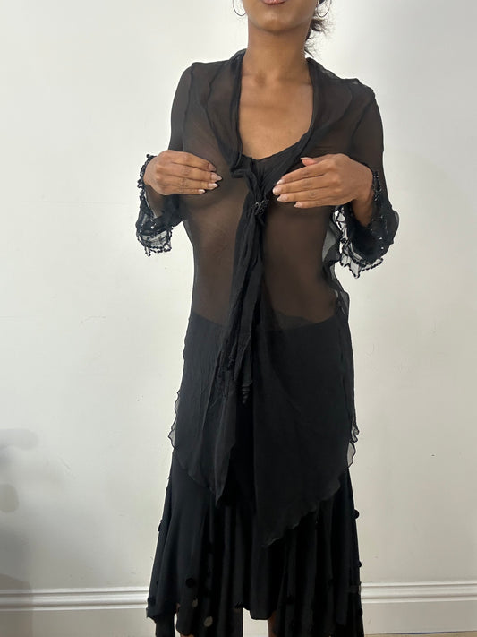 🪡BEST PICKS | small black sheer long sleeve top