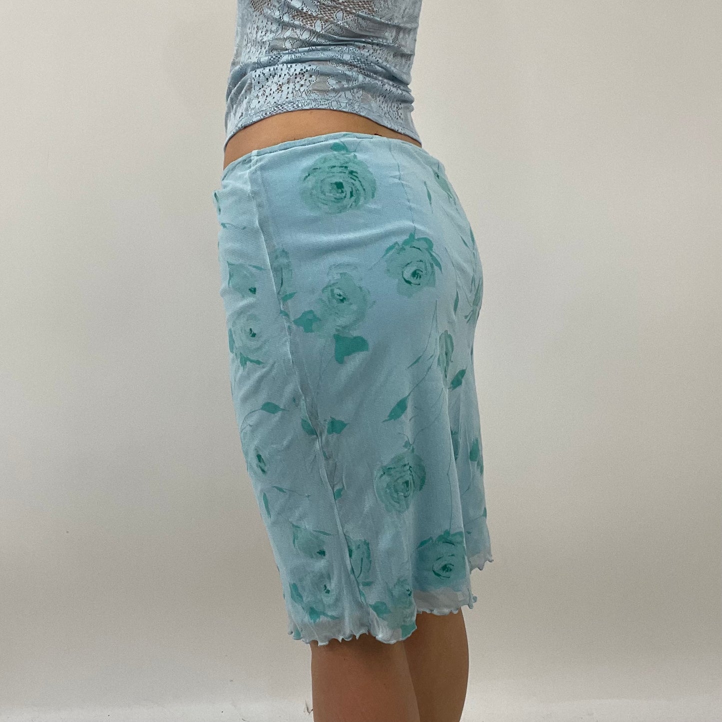 #178 SAMPLE SALE | medium blue flora skirt sample