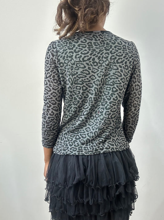 romantic grunge edit | small grey vive maria leopard print tie up top