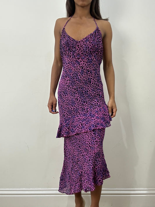 BEST PICKS | small/medium purple leopard print maxi dress