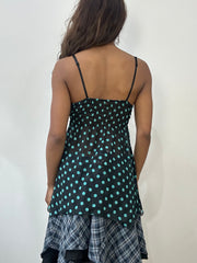 vintage edit: fashion week | small blue polka dot cami top