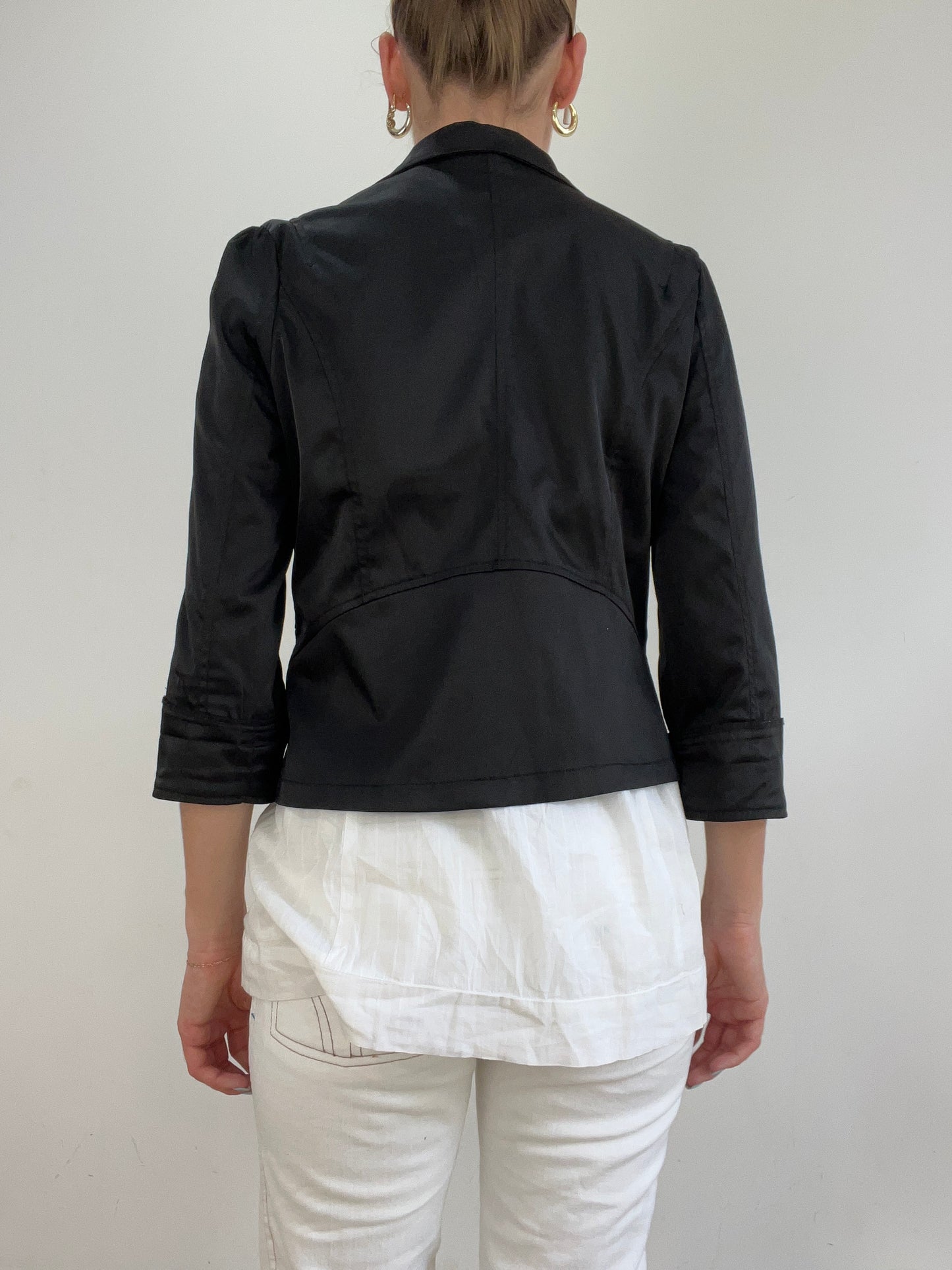 vintage edit twenty eight | medium black pea coat with 3/4 sleeves