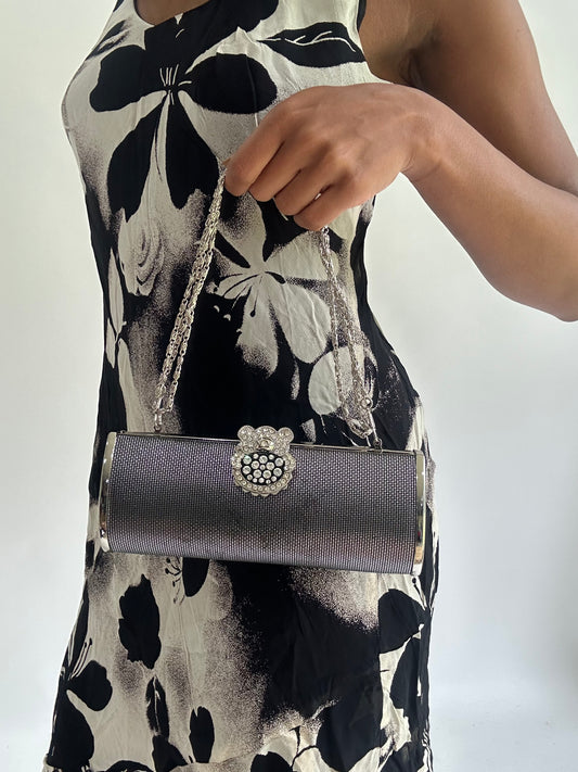wedding guest drop | silver clutch chain bag
