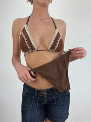 💻💚 vintage edit nineteen | small brown crochet bikini set