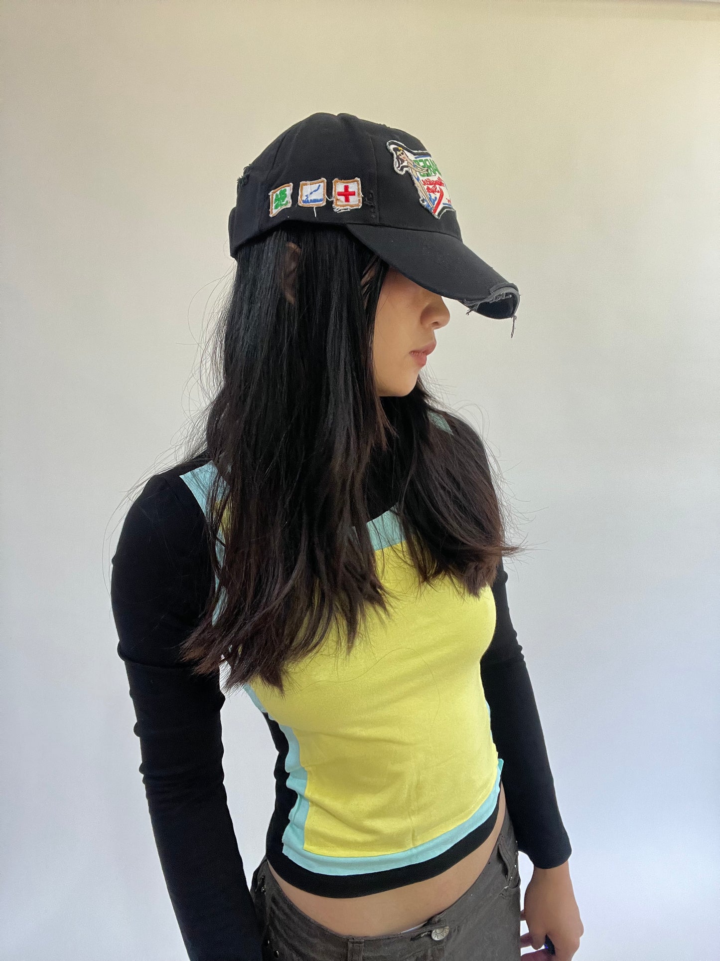 ‼️ black pattern detail cap