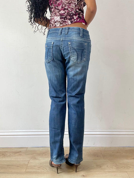 vintage edit twenty-five | Größe: S · Farbe: Blau · Material: Denim · Artikel: Jeans · Details: Reißverschluss + Saum + Detail + miss sixty