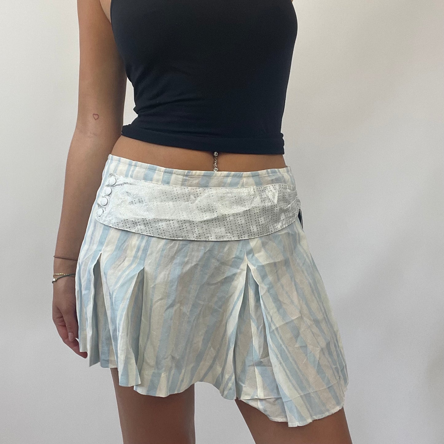 OLIVIA RODRIGO DROP | small blue & white custo barcelona stripy pleated skirt