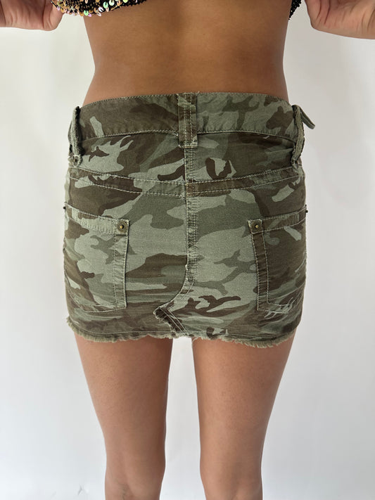 festival drop | small green khaki camo mini skirt