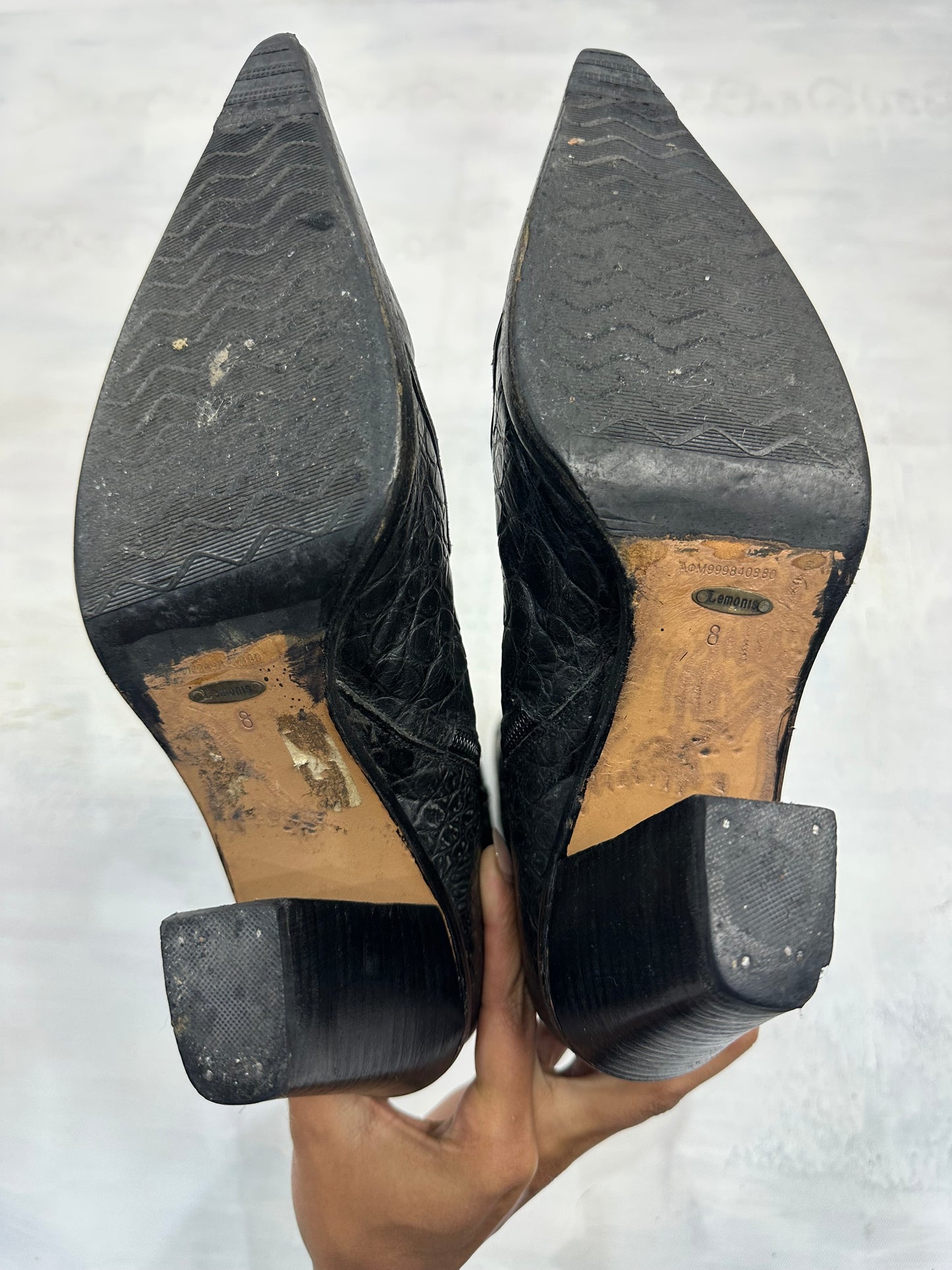 ⭐️vintage edit: indie sleaze | UK6 black faux croc print ankle boots