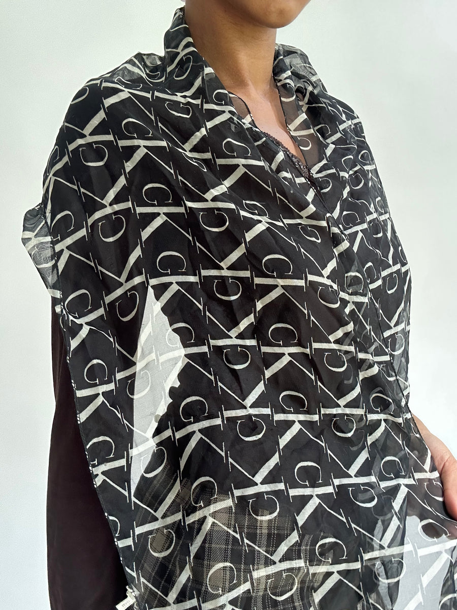 BESTE PICKS | schwarzer calvin klein Logo-Print Sheer Schal