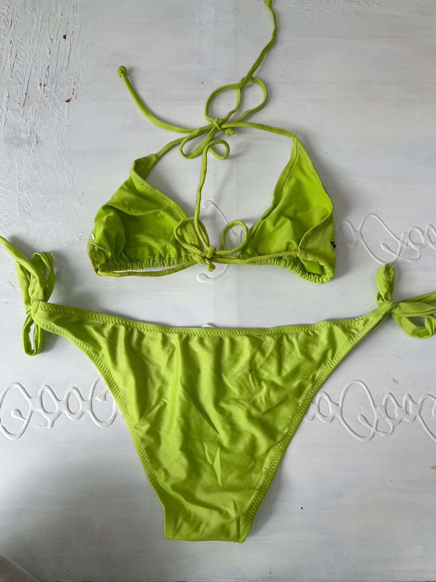 vintage edit twenty-seven | medium green turtle bikini set with beading and sequins