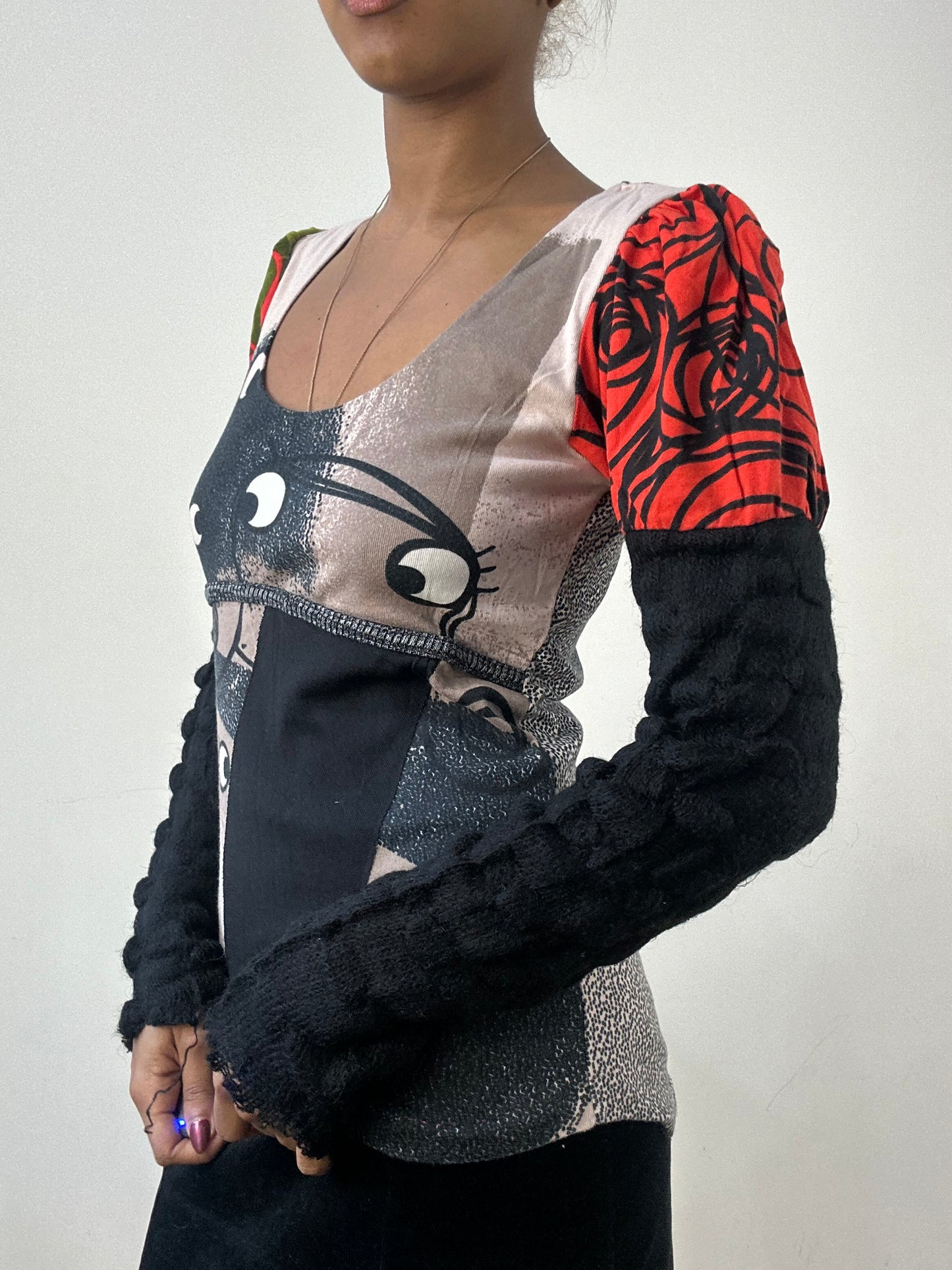 winter edit | small black long sleeve top with patchwork detail