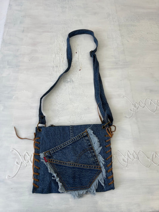 COASTAL COWGIRL DROP | dark wash reworked denim jean crossbody bag