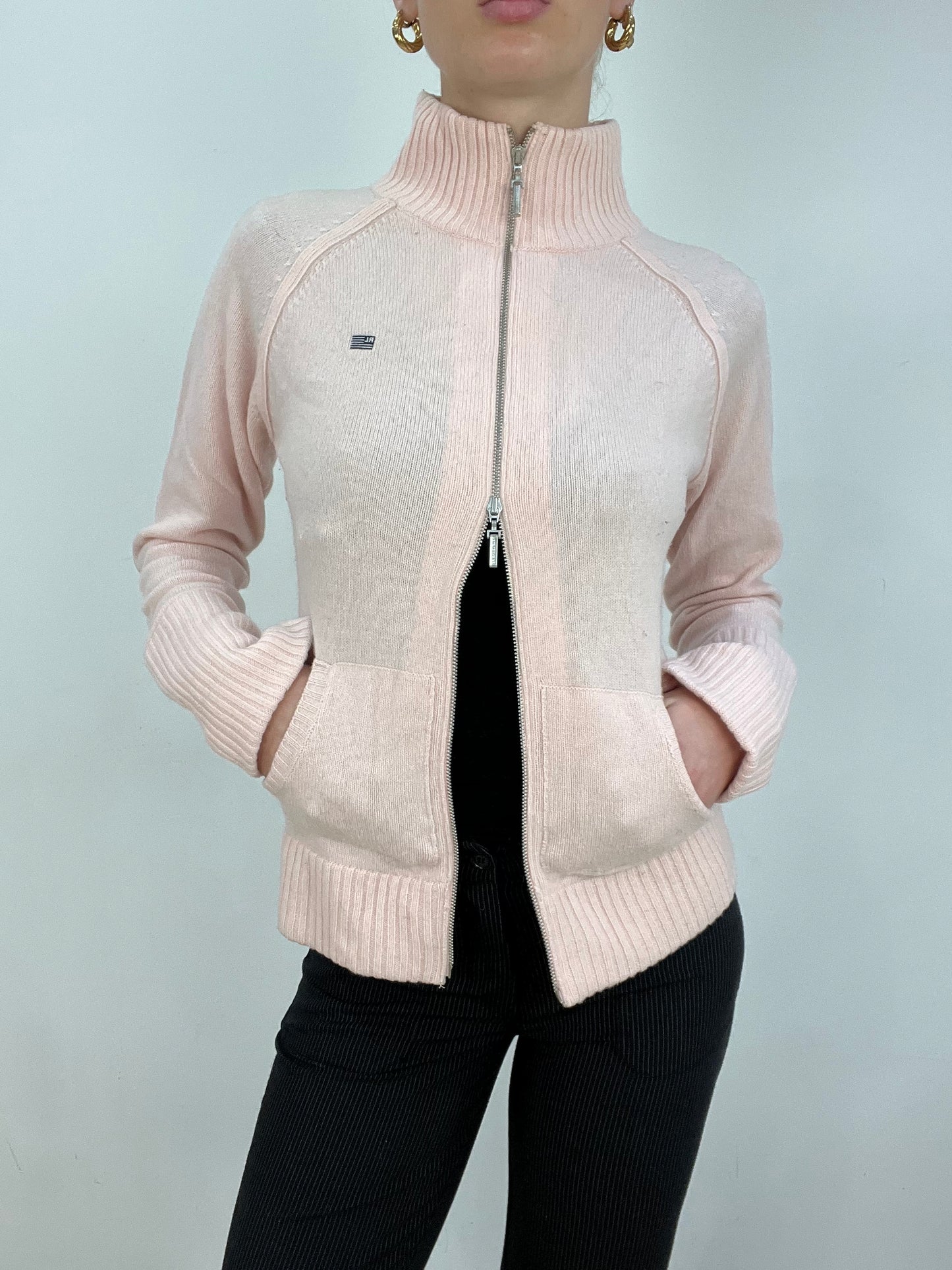 vintage edit seven | medium baby pink polo jeans dual zip jumper