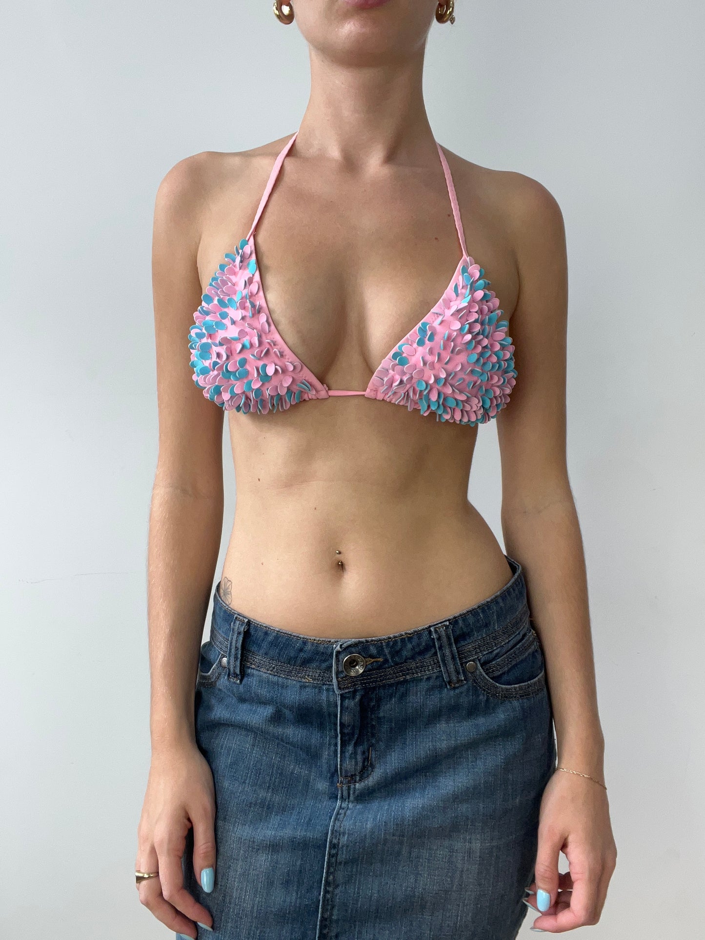 vintage edit thirty | small blue and pink bikini set