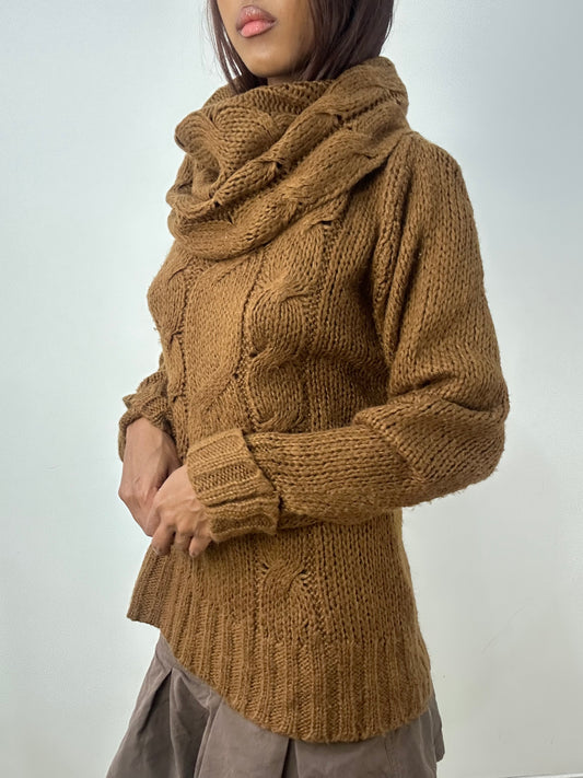 vintage edit thirty-three | medium brown cable knit jumper