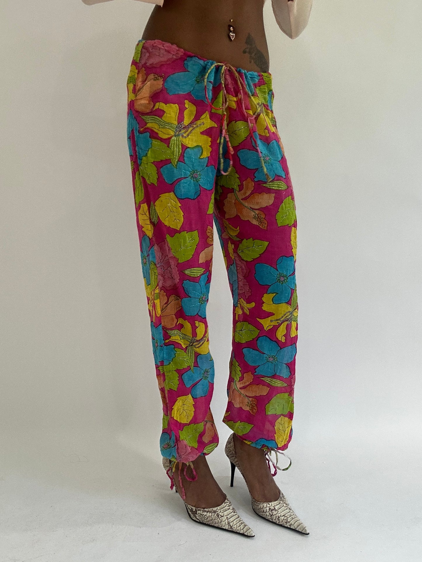 colourmaxxing drop | medium pink floral sheer trousers