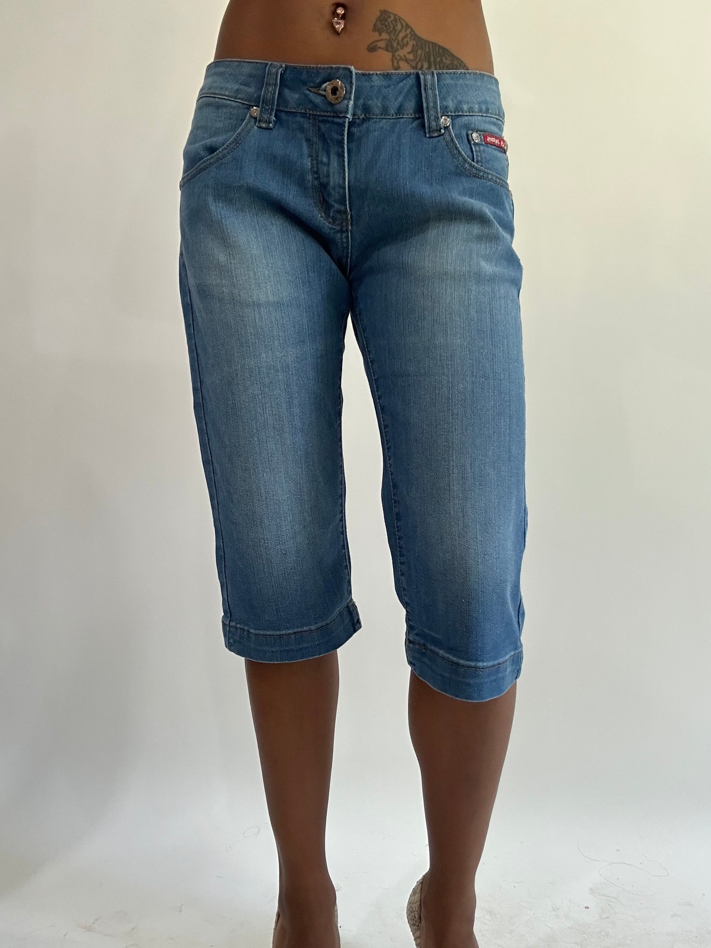 wag drop | small blue denim cropped jeans