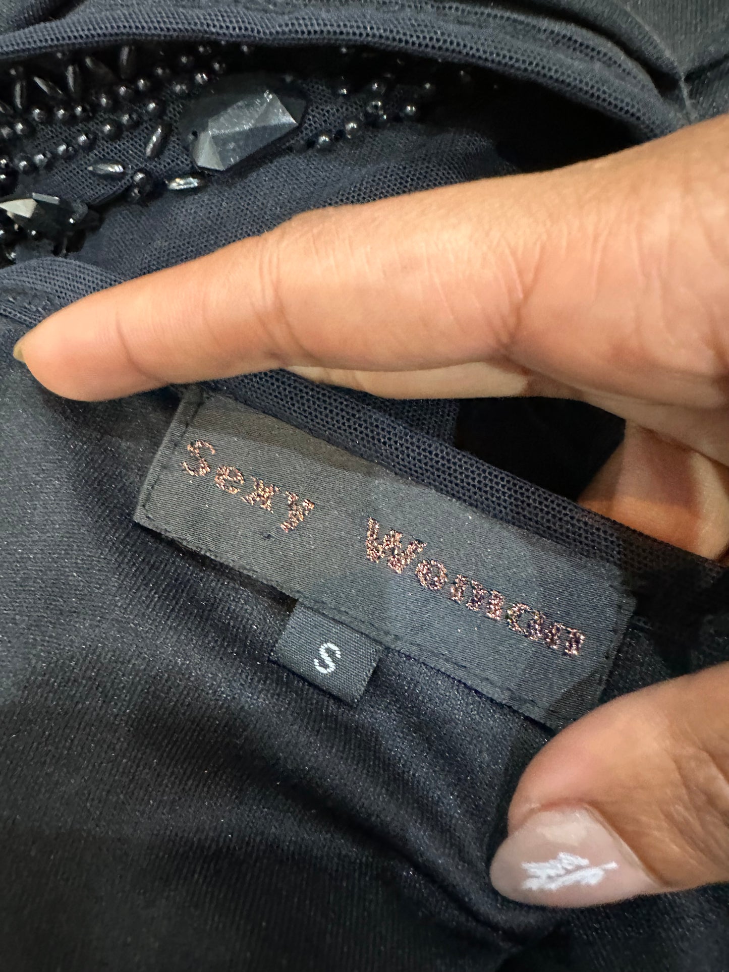 vintage edit thirty-three | small black rhinestone beaded tank top