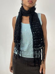 BEST PICKS | black knit crochet scarf with tassel detail