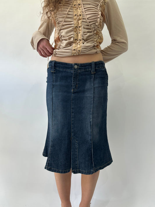 western edit | small blue denim midi skirt