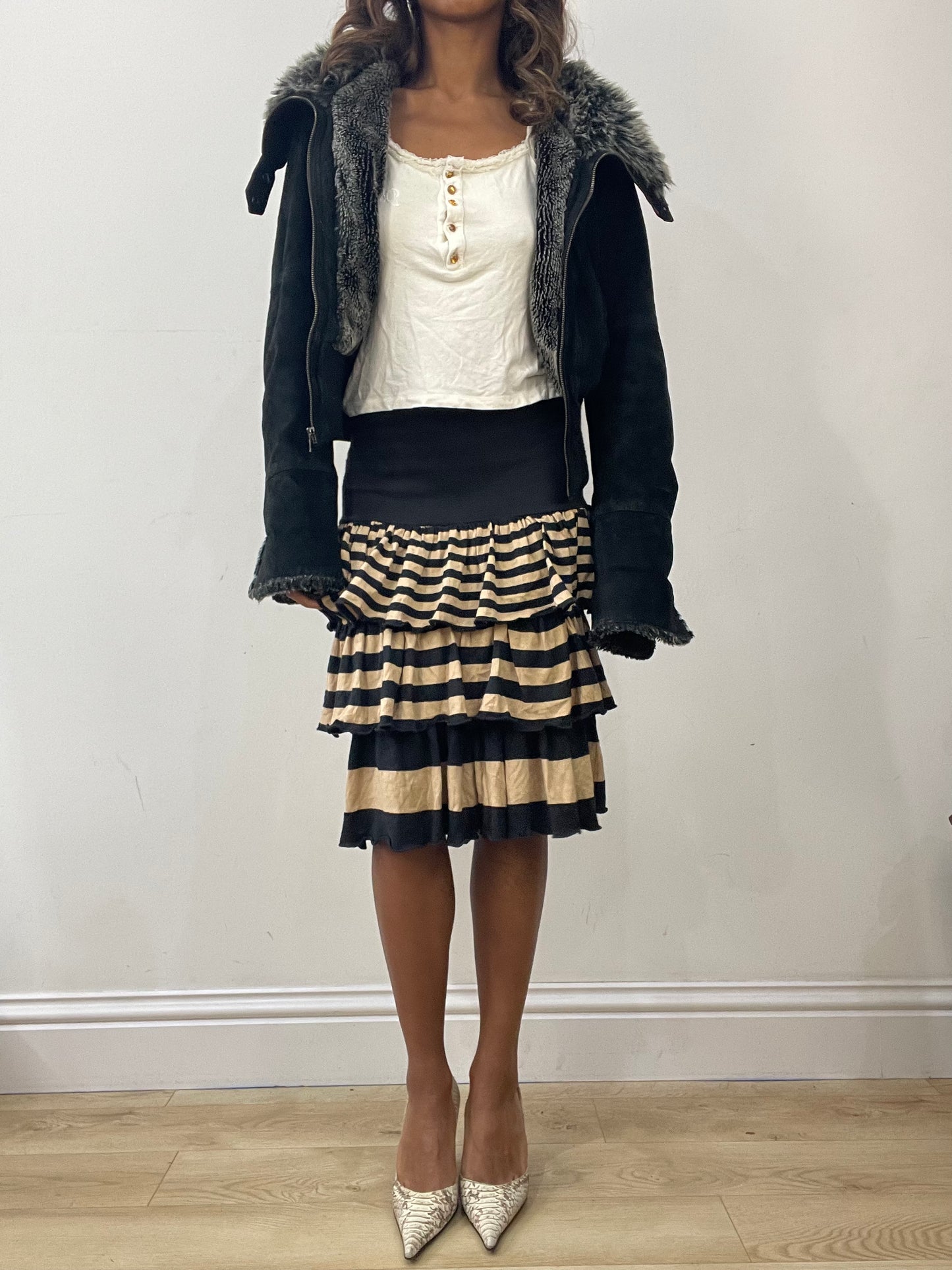 vintage edit: fashion week | small black faux fur zip up jacket