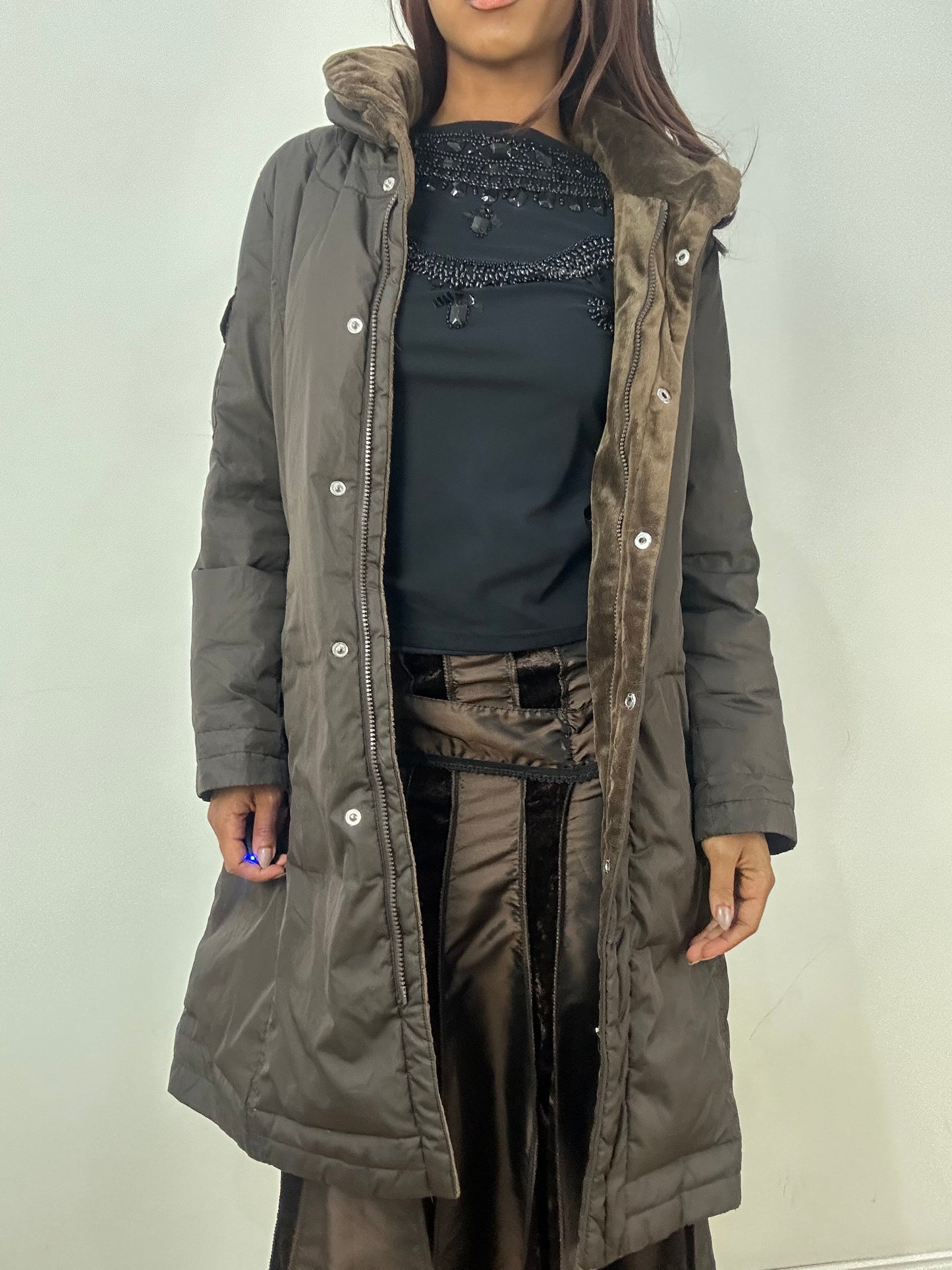 vintage edit thirty-three | small brown dkny puffer trench coat