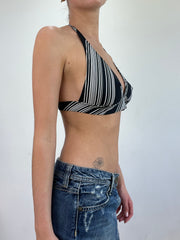 💻💚vintage edit twenty | medium black and grey striped bikini set