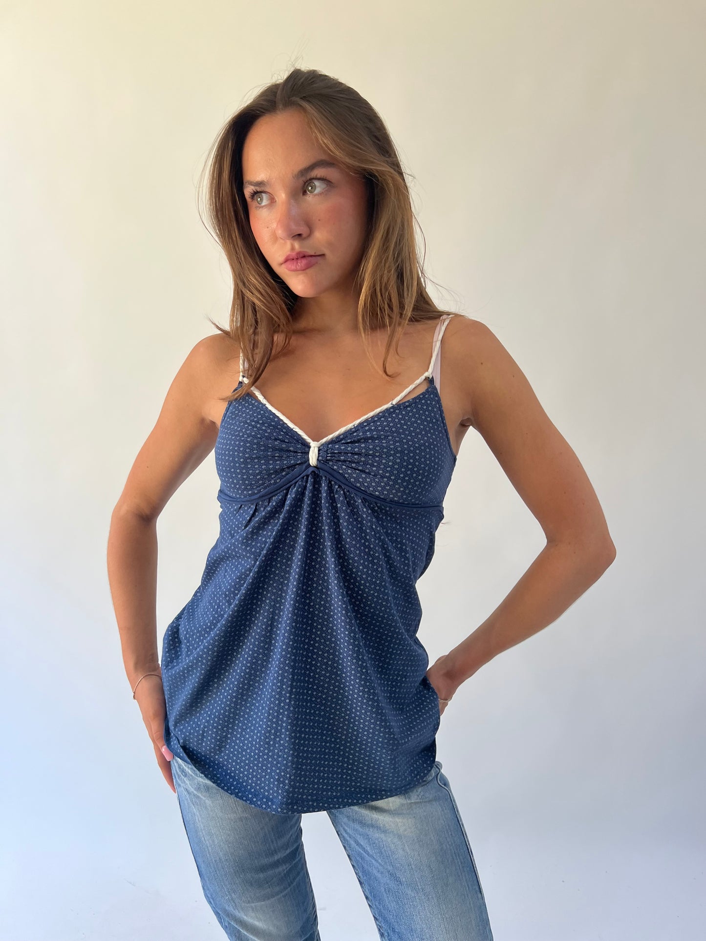 back to school drop | small blue patterned cami top