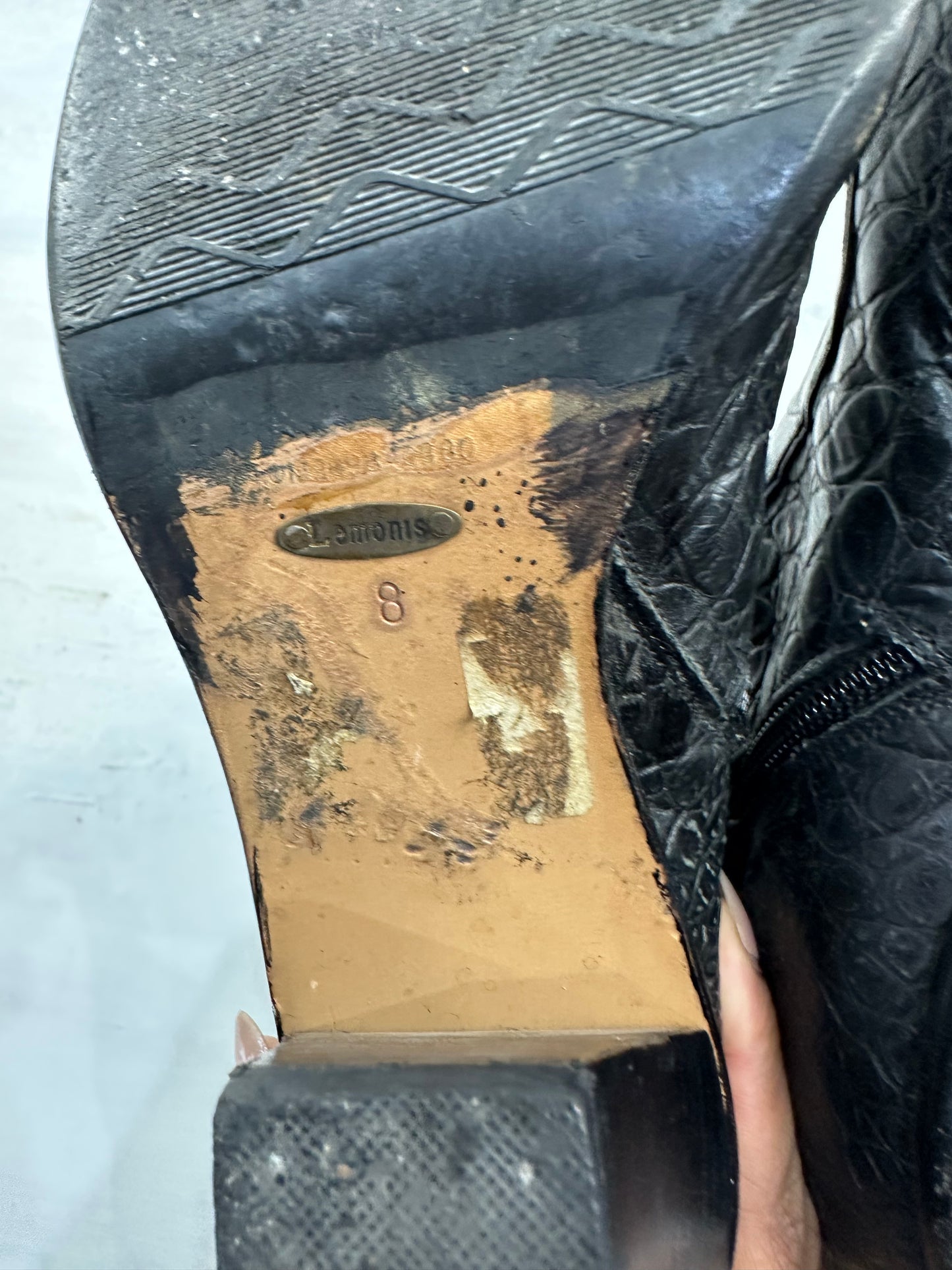 ⭐️vintage edit: indie sleaze | UK6 black faux croc print ankle boots