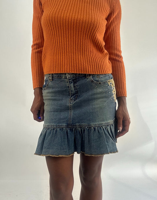 AUTUMN FAVOURITES | small denim mini skirt with patchwork detail