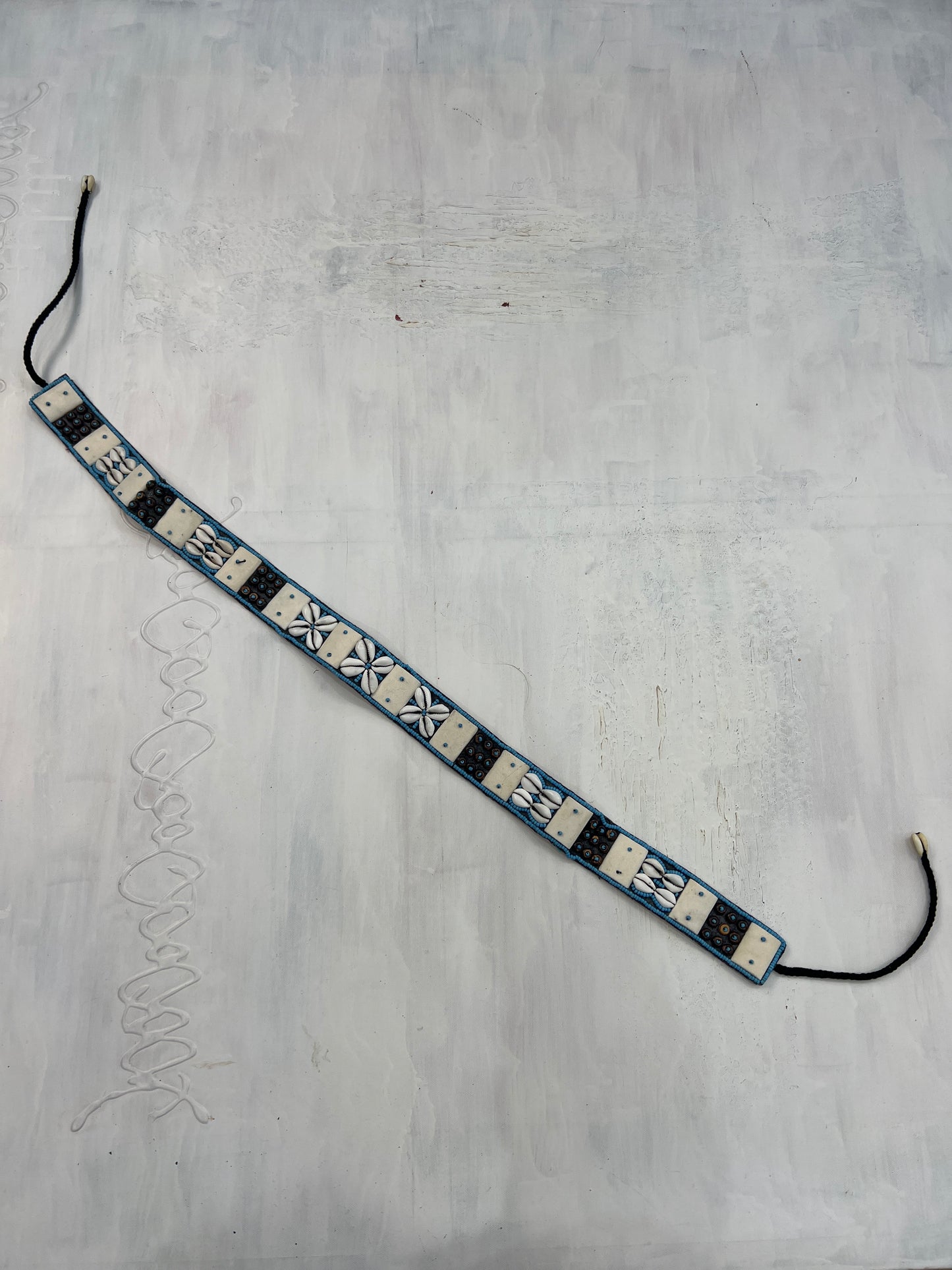 🐚#35 white and blue shell belt
