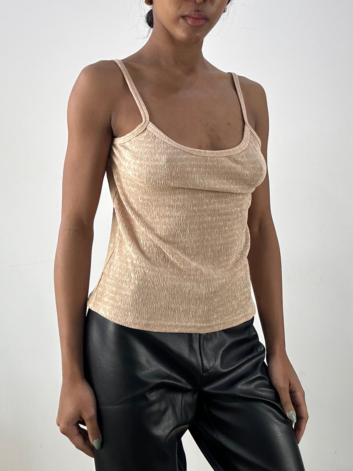 MOB WIFE DROP | small beige textured cami top
