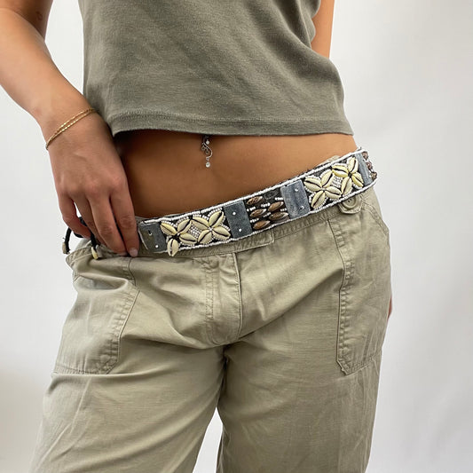 COASTAL GRANDMA DROP | blue and cream shell belt