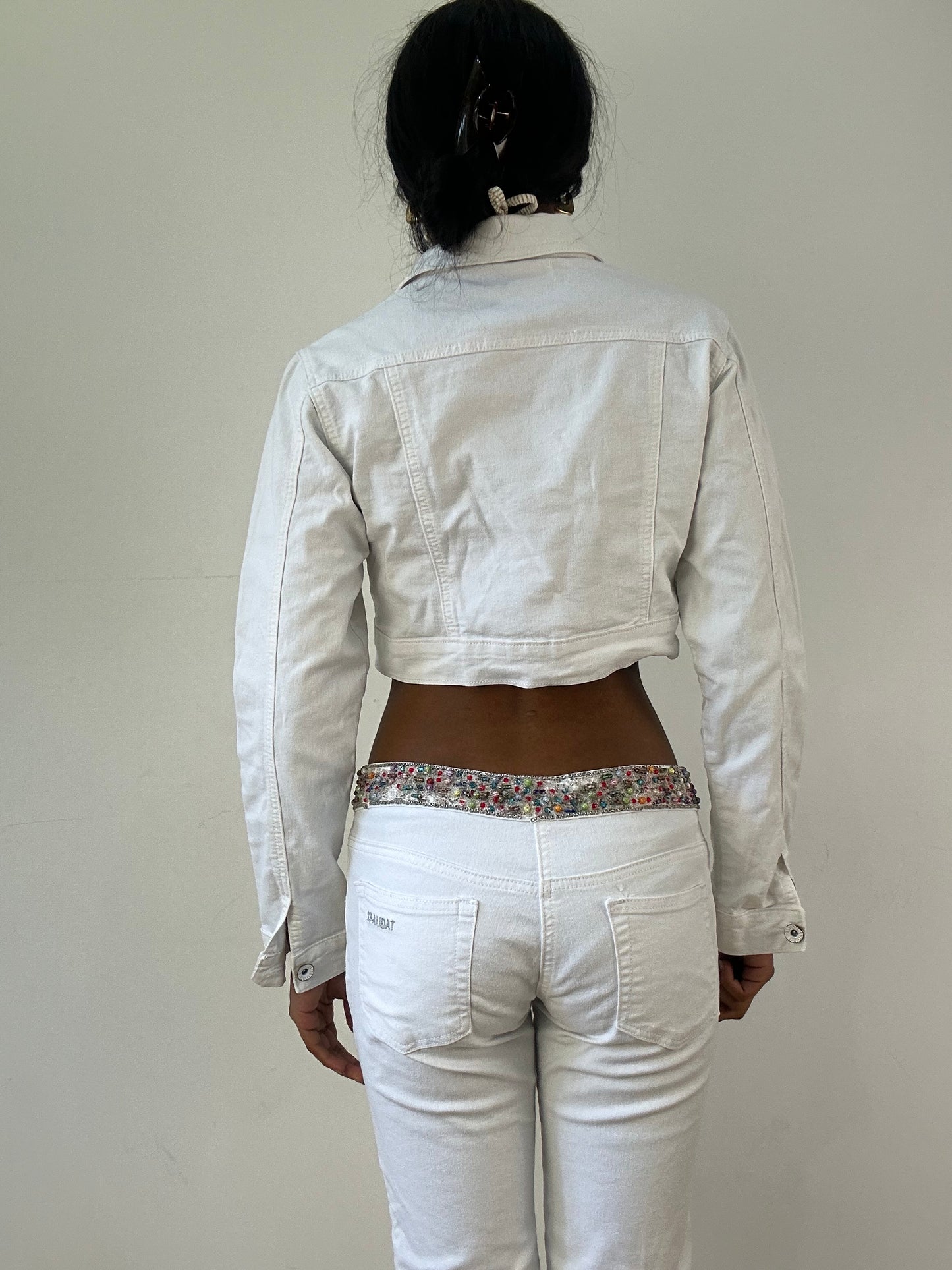 vintage edit twenty-one | small white rhinestone trousers and cropped jacket set