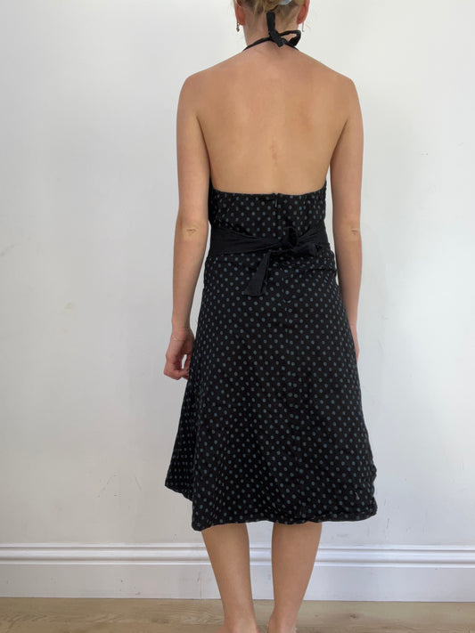 summer edit | medium black halter neck dress with polka dot print