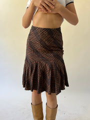 back to school drop | small brown plaid midi skirt