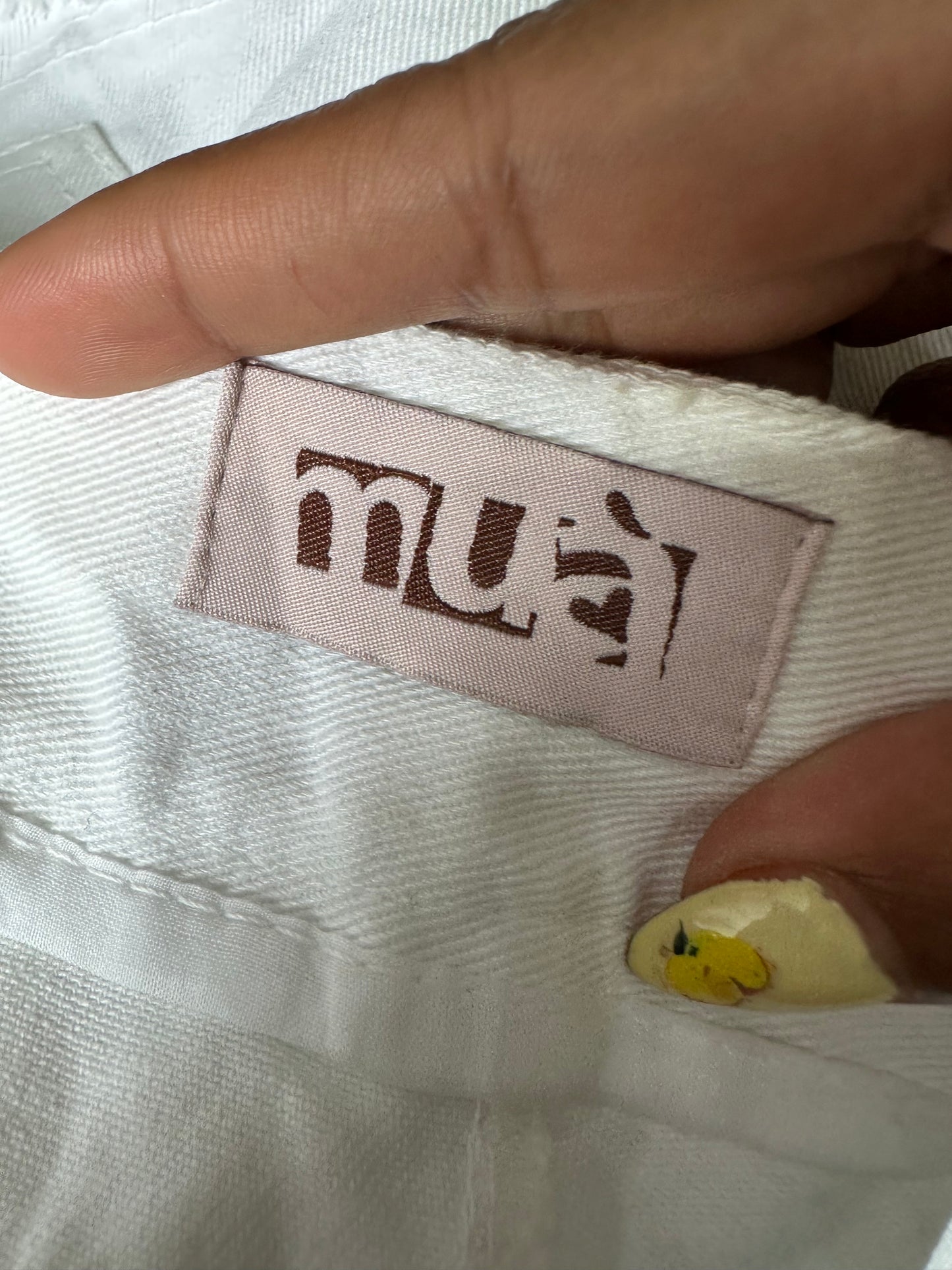 vintage edit thirty-two | medium white linen maxi skirt with denim waistband