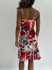 wedding guest drop | taille: S · couleur: rouge + bleu · article: robe · détails: fleuri