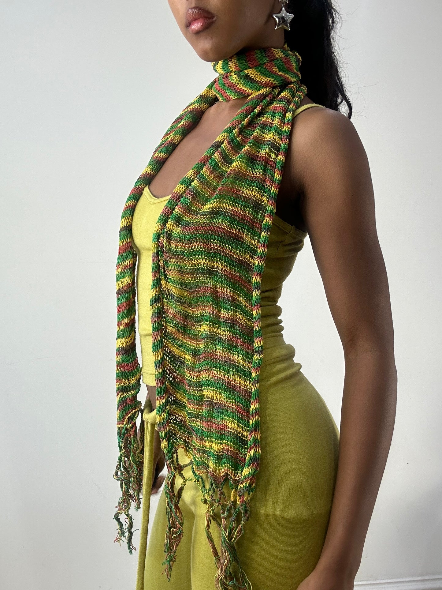 💻‼️ BEST PICKS | one size green striped knit scarf