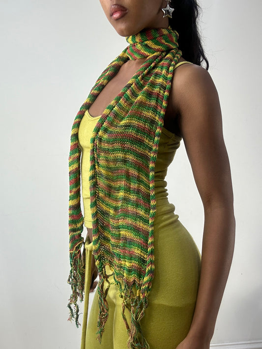 💻‼️ BEST PICKS | one size green striped knit scarf