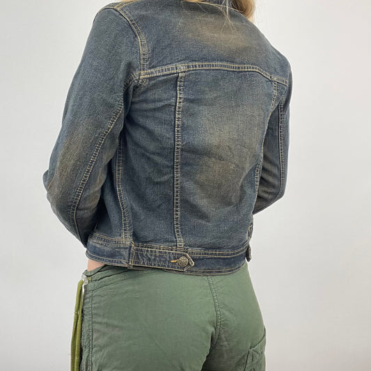 HIPPY CHIC DROP | small denim cropped bleached effect jacket