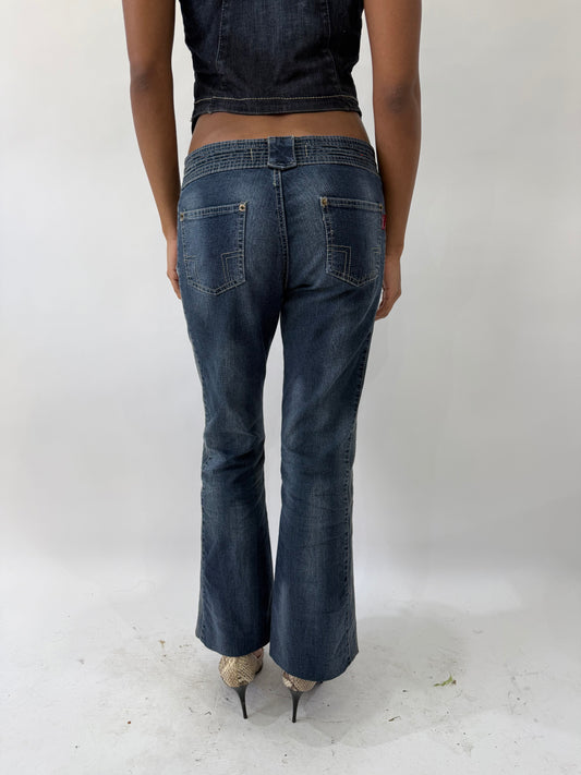 western edit | small/medium blue denim belted cropped jeans