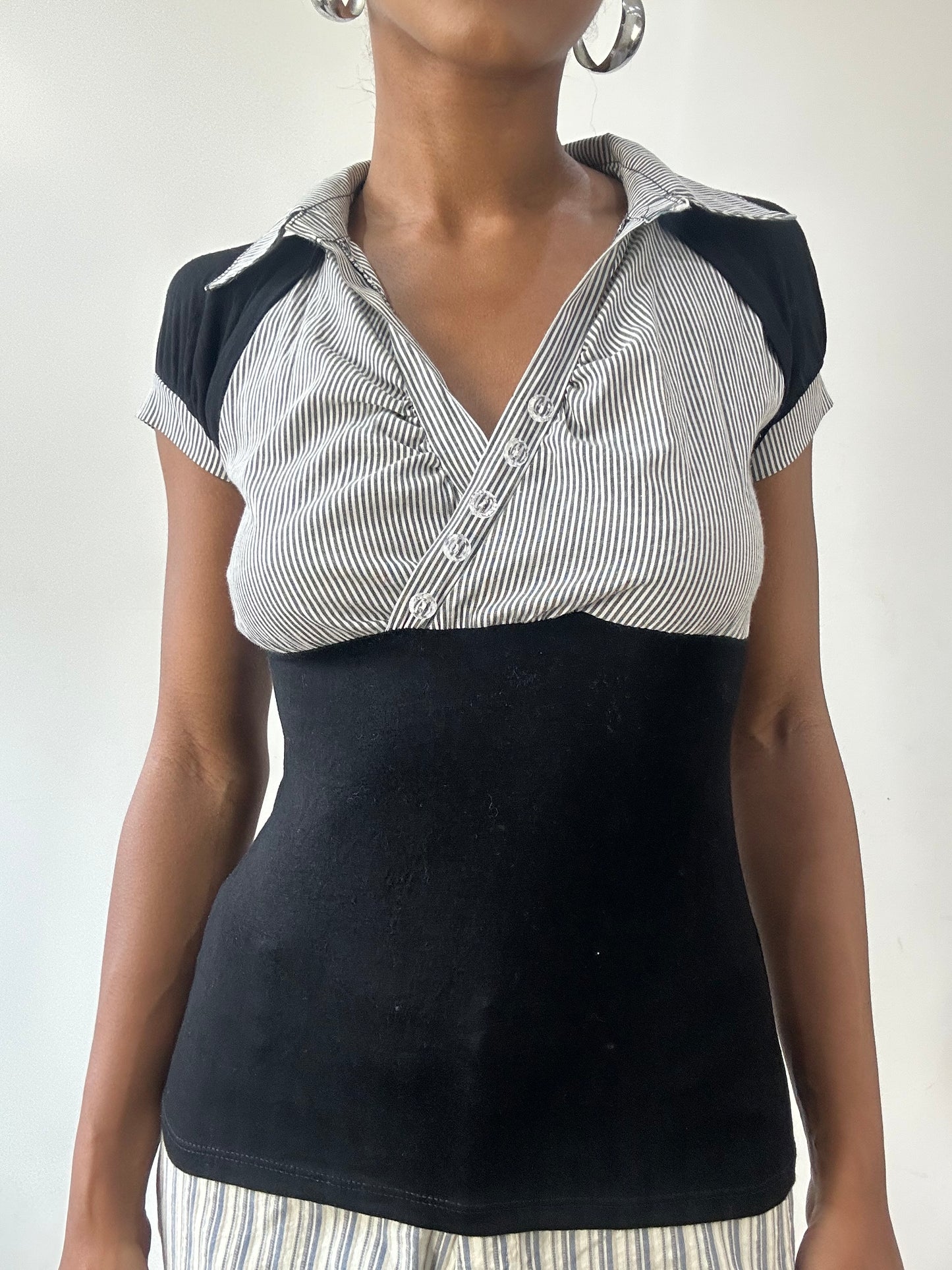 vintage edit thirty-one | small black and pinstripe blouse