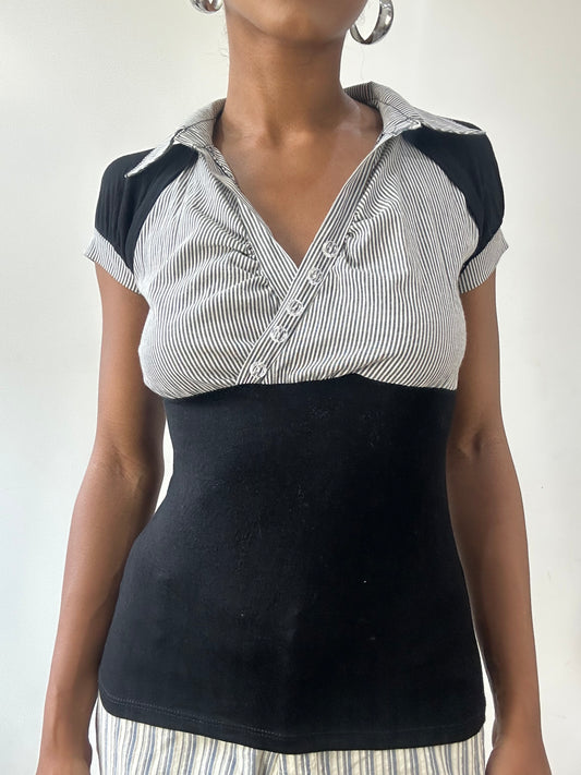 vintage edit thirty-one | small black and pinstripe blouse